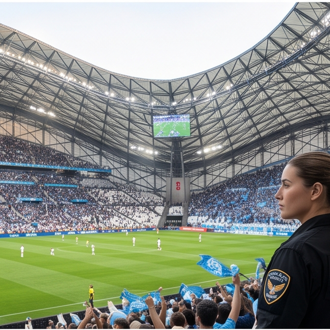 Agent Global Élite Sécurité en stade lors d'un événement sportif